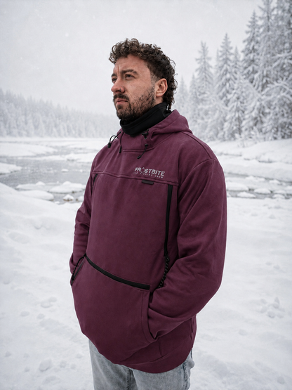 Frostbite Performance Fishing Hoodie Maroon